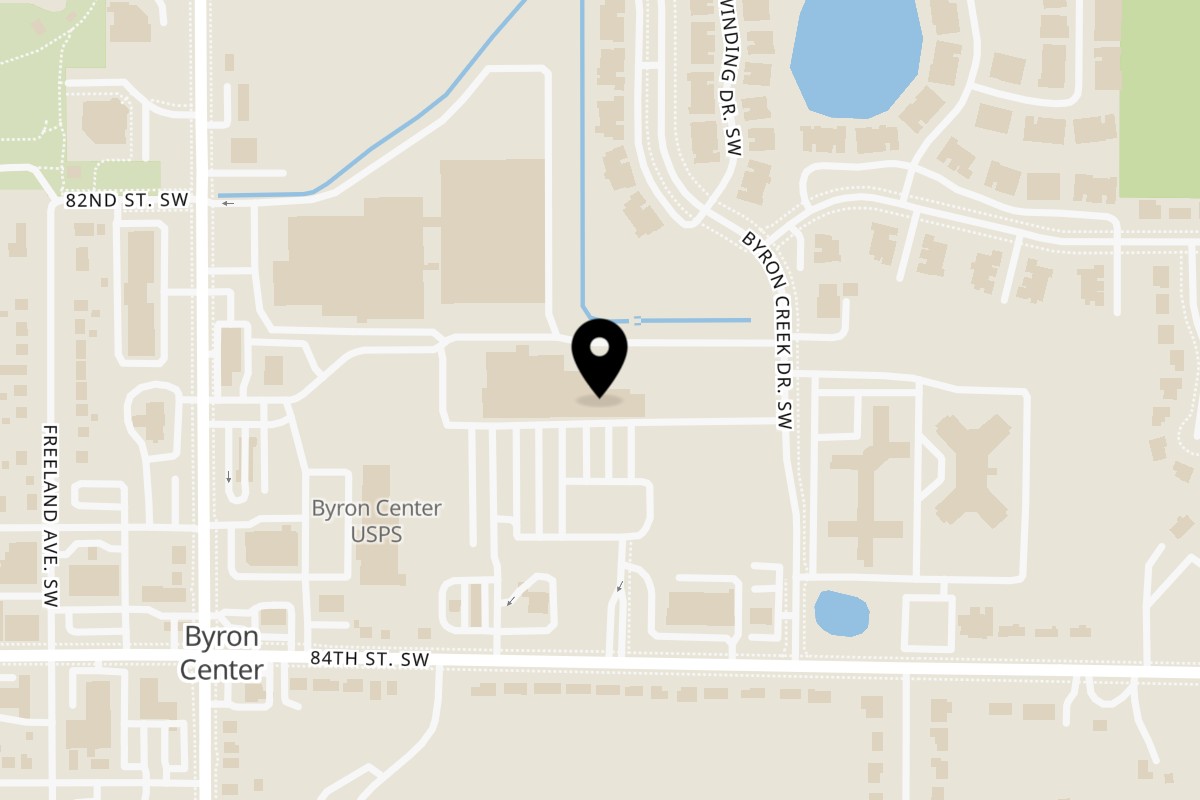 Map showing the location of Mamma Mineo's Pizza on 2237 84th St SW in Byron Center